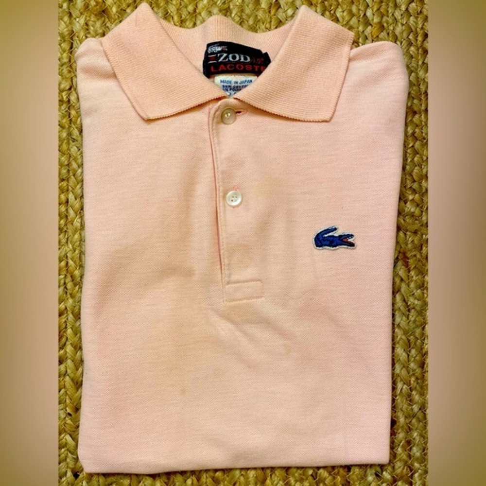 Vintage Izod Lacoste Boy’s Size 16 Cotton Blend Lt Pink w/ Blue Gator Knit Polo‎